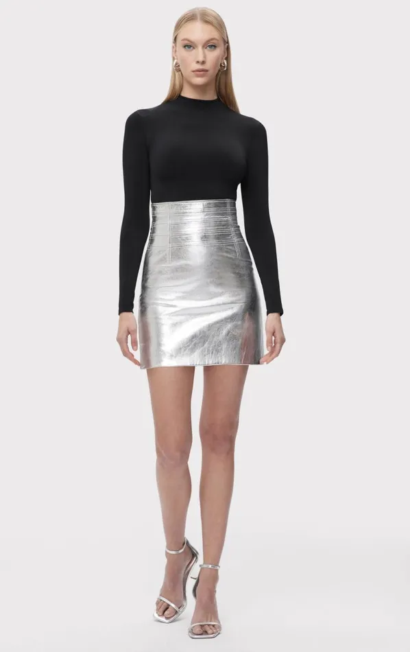 THE CLARA SKIRT Silver Foil Women HERV LEGR Bottoms THE CLARA SKIRT Silver Foil Women HERV LEGR Bottoms