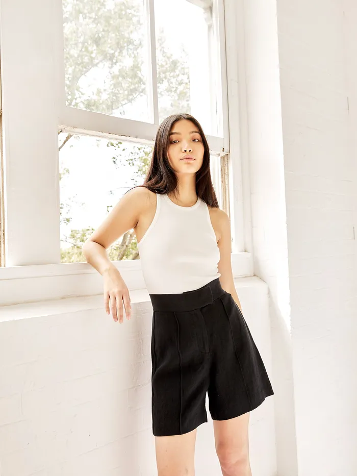 Tops The UNDONE Women Esse Studios 8211 High Neck Rib Tank Top in Ivory