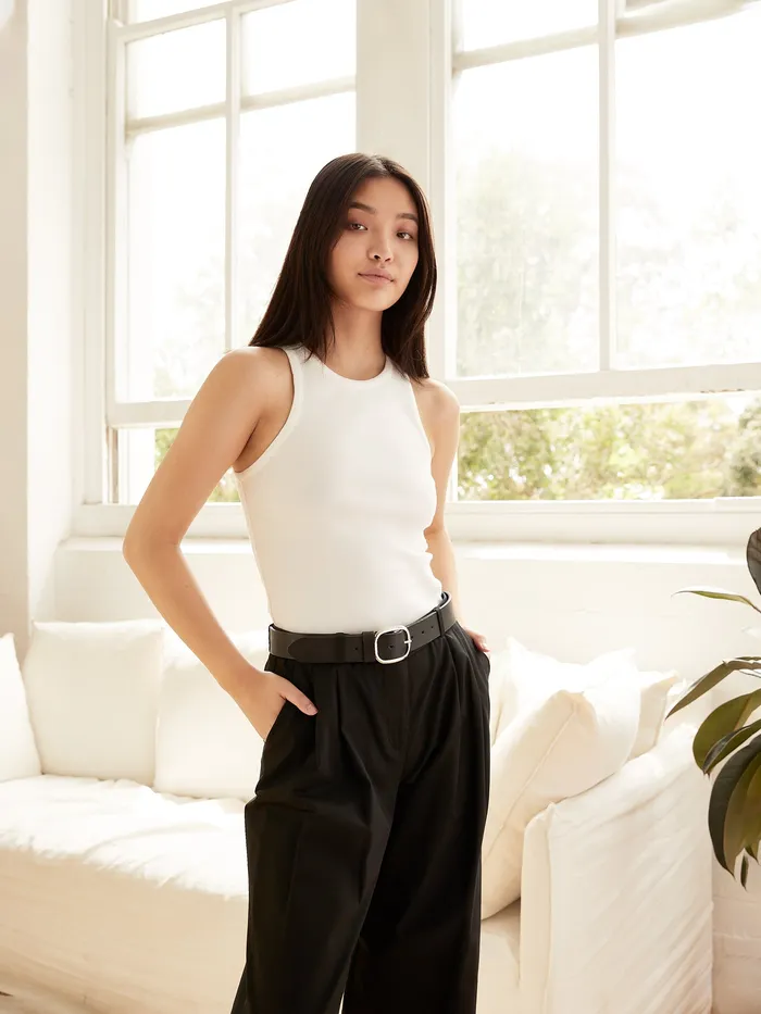 Tops The UNDONE Women Esse Studios 8211 High Neck Rib Tank Top in Ivory