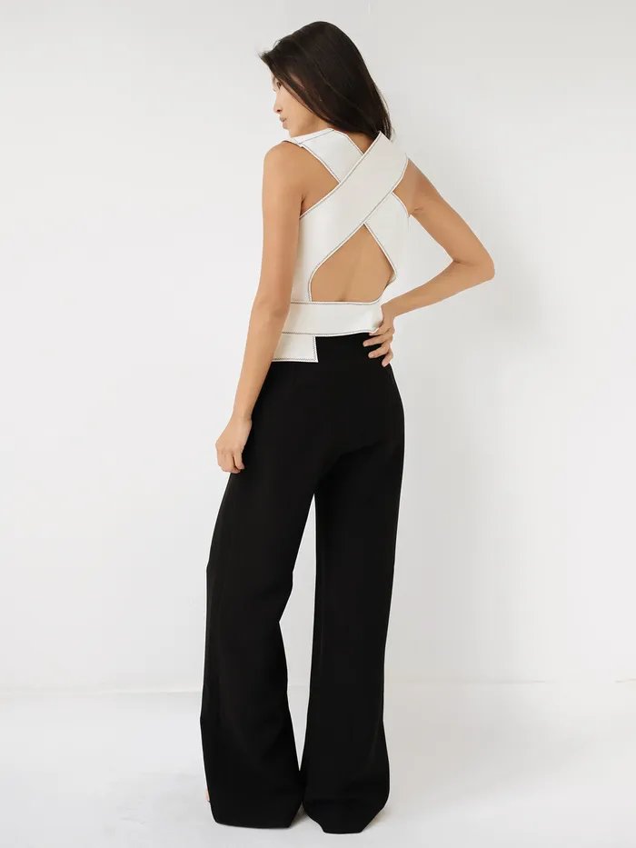 Tops Thomas Puttick 8211 Cross Back Bonded Top in White The UNDONE Women