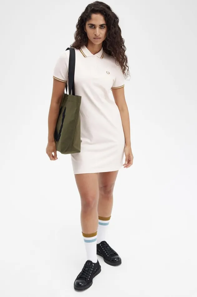 Twin Tipped Fred Perry Shirt Dress Silky Peach Women Fred Perry Dresses