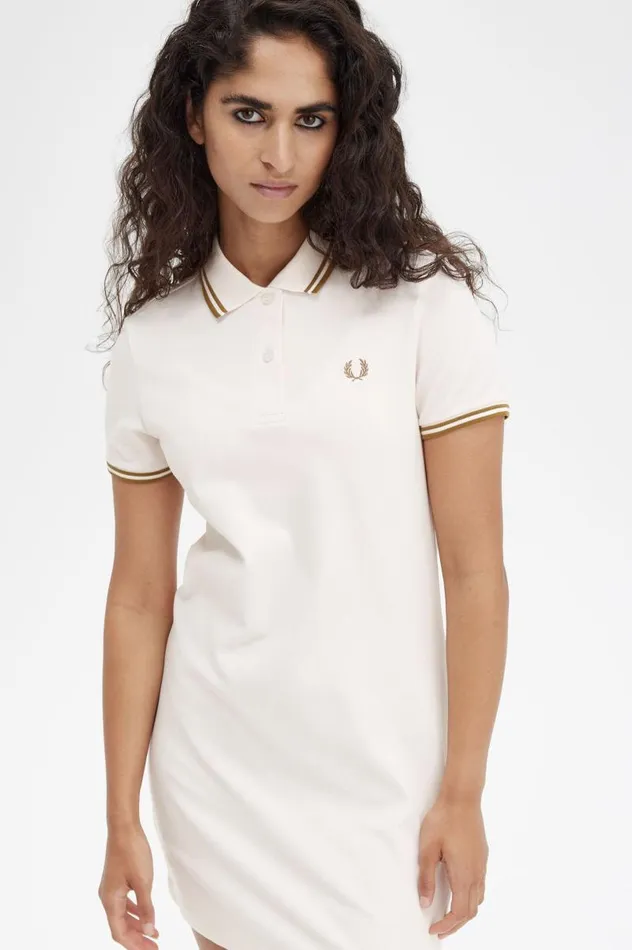 Twin Tipped Fred Perry Shirt Dress Silky Peach Women Fred Perry Dresses