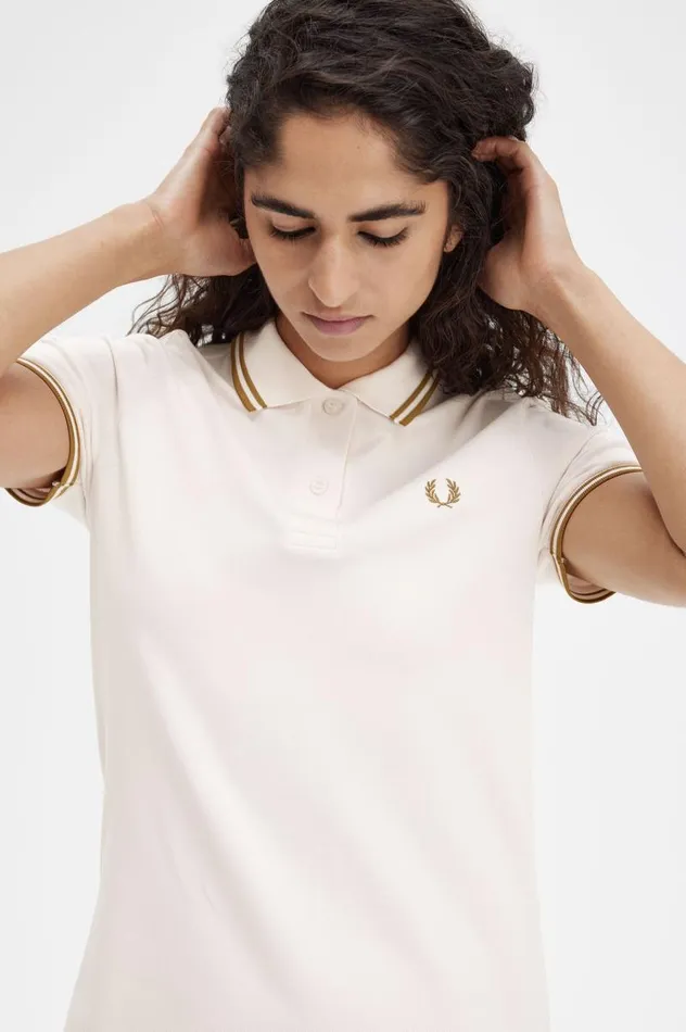 Twin Tipped Fred Perry Shirt Dress Silky Peach Women Fred Perry Dresses