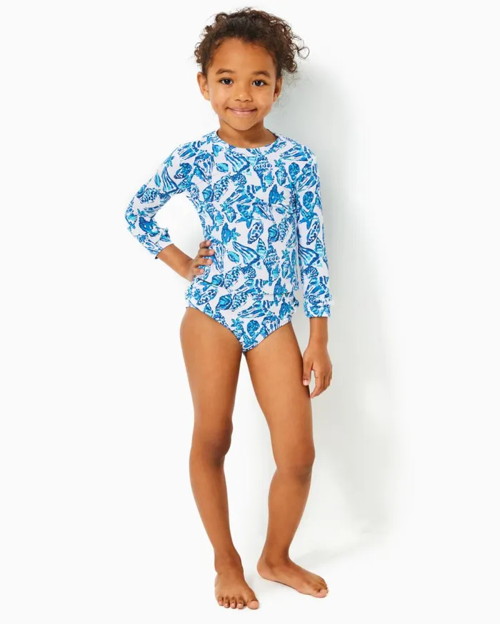 UPF 50 Girls Bobby Rashguard Swim Set Resort White Shell Collector Girls Lilly Pulitzer Girls Swim UPF 50 Girls Bobby Rashguard Swim Set Resort White Shell Collector Girls Lilly Pulitzer Girls Swim