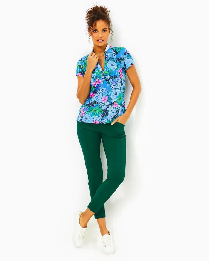 UPF 50 Luxletic Frida Polo Bon Bon Blue Women Lilly Pulitzer Tops UPF 50 Luxletic Frida Polo Bon Bon Blue Women Lilly Pulitzer Tops