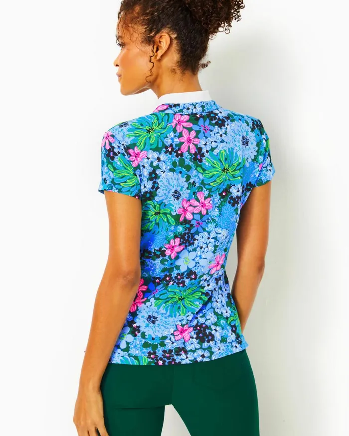 UPF 50 Luxletic Frida Polo Bon Bon Blue Women Lilly Pulitzer Tops UPF 50 Luxletic Frida Polo Bon Bon Blue Women Lilly Pulitzer Tops