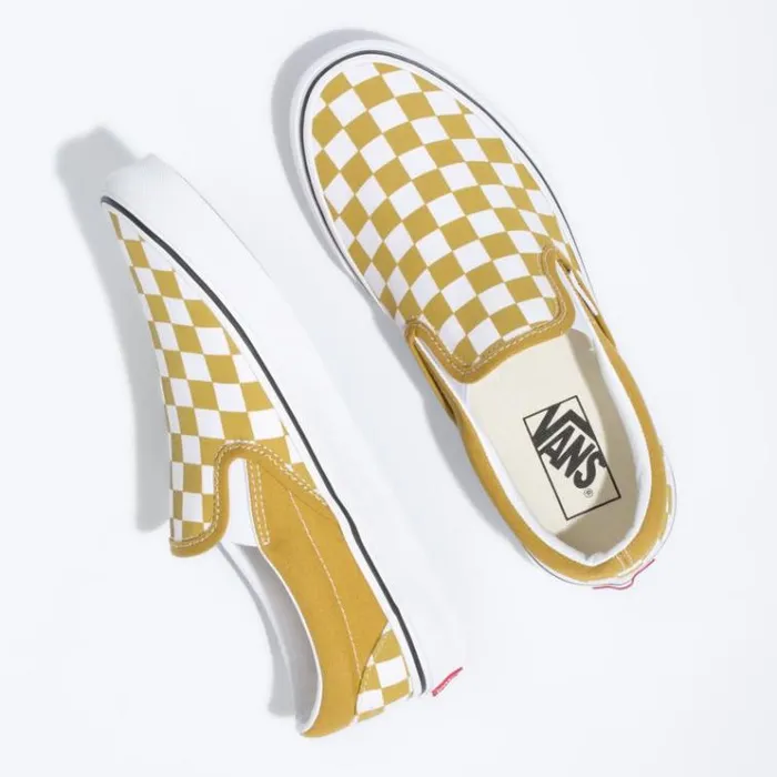 Vans Checkerboard Classic SlipOn Olive OilTrue White MensWomens Classics Shoes Vans Checkerboard Classic SlipOn Olive OilTrue White MensWomens Classics Shoes
