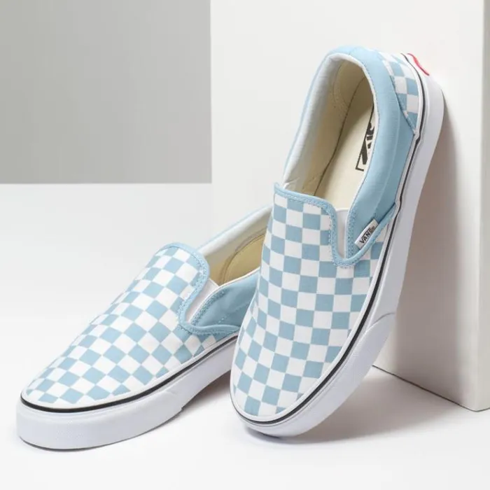 Vans Checkerboard SlipOn Baby BlueTrue White Womens Classics Shoes Vans Checkerboard SlipOn Baby BlueTrue White Womens Classics Shoes