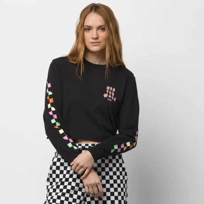 Vans Reign Marker Crop Long Sleeve Boyfriend Tee Black Womens TShirts and Tanks Vans Reign Marker Crop Long Sleeve Boyfriend Tee Black Womens TShirts and Tanks