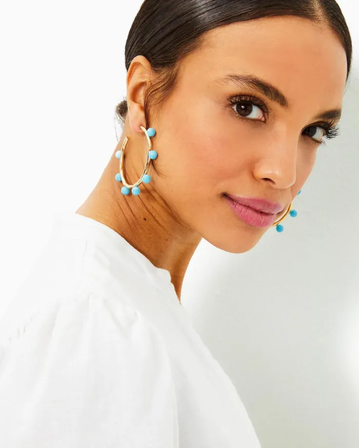 Wave N Sea Hoop Earrings Las Olas Aqua Women Lilly Pulitzer Jewelry Wave N Sea Hoop Earrings Las Olas Aqua Women Lilly Pulitzer Jewelry