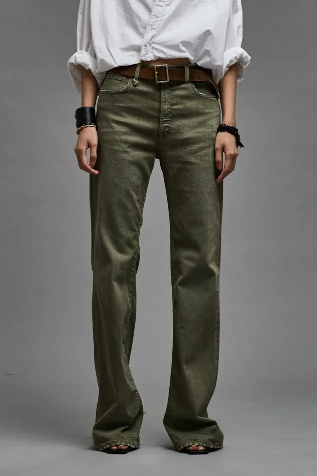 Wide Leg Women R13 Jane Jean 8211 Olive Green Stretch