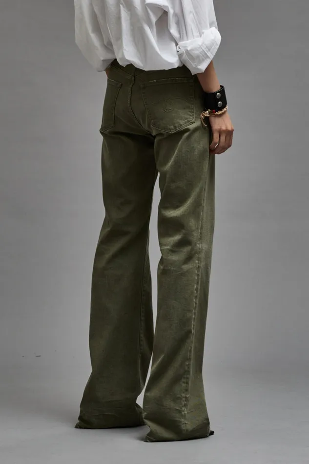 Wide Leg Women R13 Jane Jean 8211 Olive Green Stretch