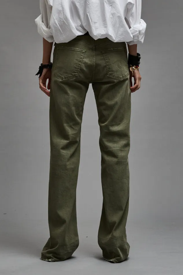 Wide Leg Women R13 Jane Jean 8211 Olive Green Stretch