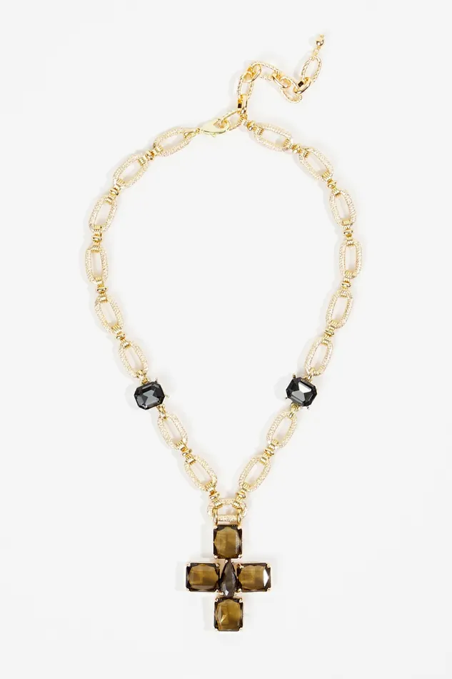 Women 18K Gold Gemstone Cross Necklace Jewelry Altar8217d State