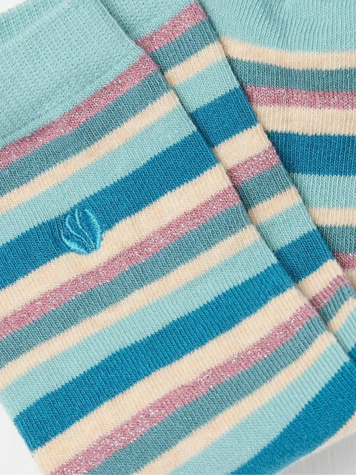 Women 3 For 2 Socks Fat Face Blue Stripe Socks 1 Pack Size 47