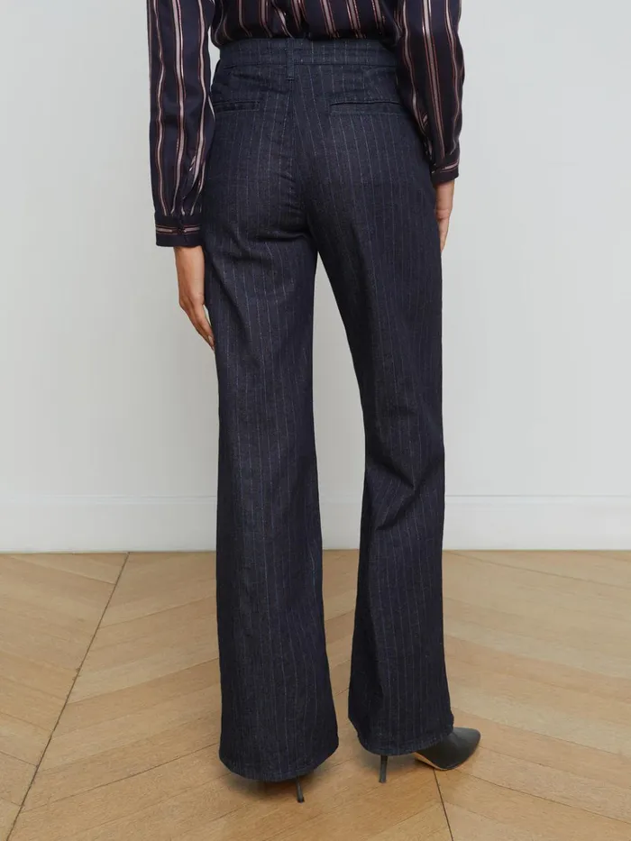 Women Angeline Pinstriped Trouser Indigoblue Glitter Stripe L039Agence Pants