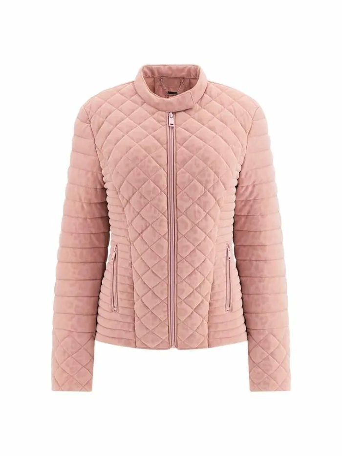 Women Animalier Print Puffer Pink Guess Coats And Jackets