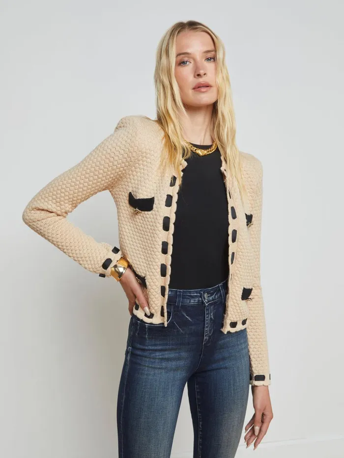 Women Astor Cardigan Biscuitblack L039Agence Knitwear