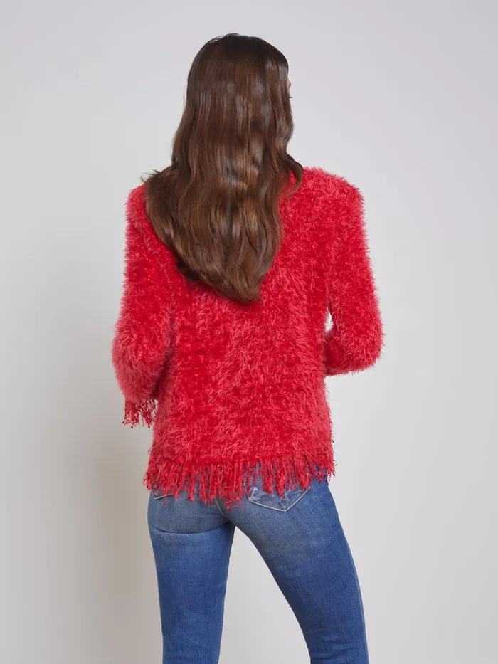 Women Azure Fringe Cardigan Blazer Red L039Agence Blazers and Jackets New