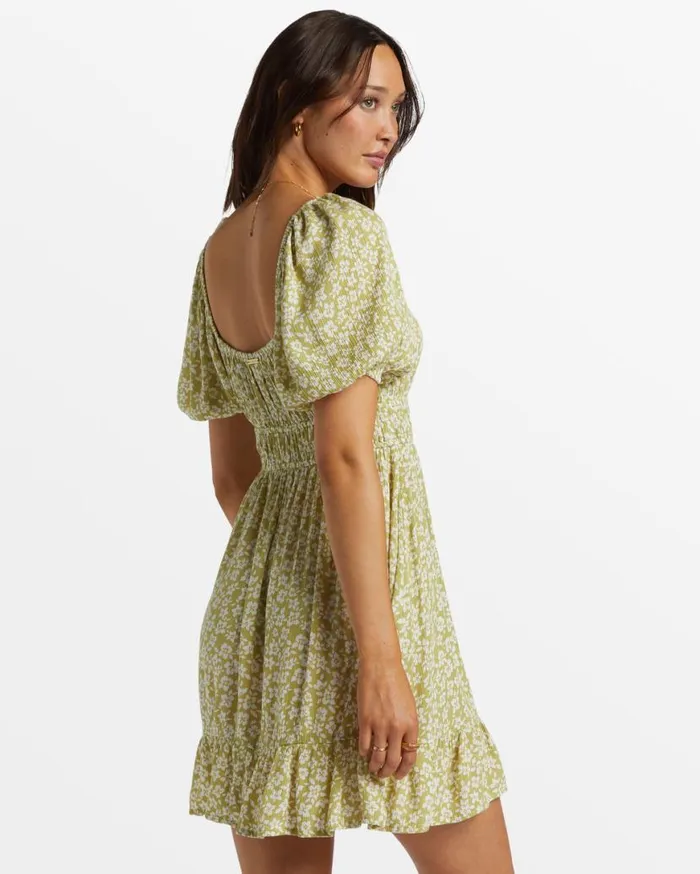 Women Billabong Dresses Cabana Puff Sleeve Mini Dress Moss Joy Women Billabong Dresses Cabana Puff Sleeve Mini Dress Moss Joy