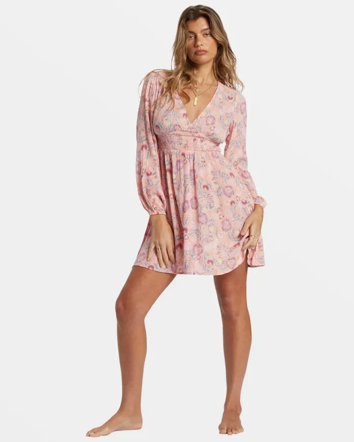 Women Billabong Dresses In Ur Dreams LongSleeve Mini Dress Peach Paradise Women Billabong Dresses In Ur Dreams LongSleeve Mini Dress Peach Paradise