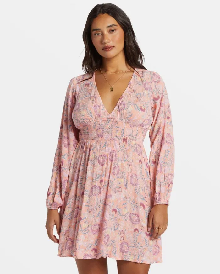 Women Billabong Dresses In Ur Dreams LongSleeve Mini Dress Peach Paradise Women Billabong Dresses In Ur Dreams LongSleeve Mini Dress Peach Paradise