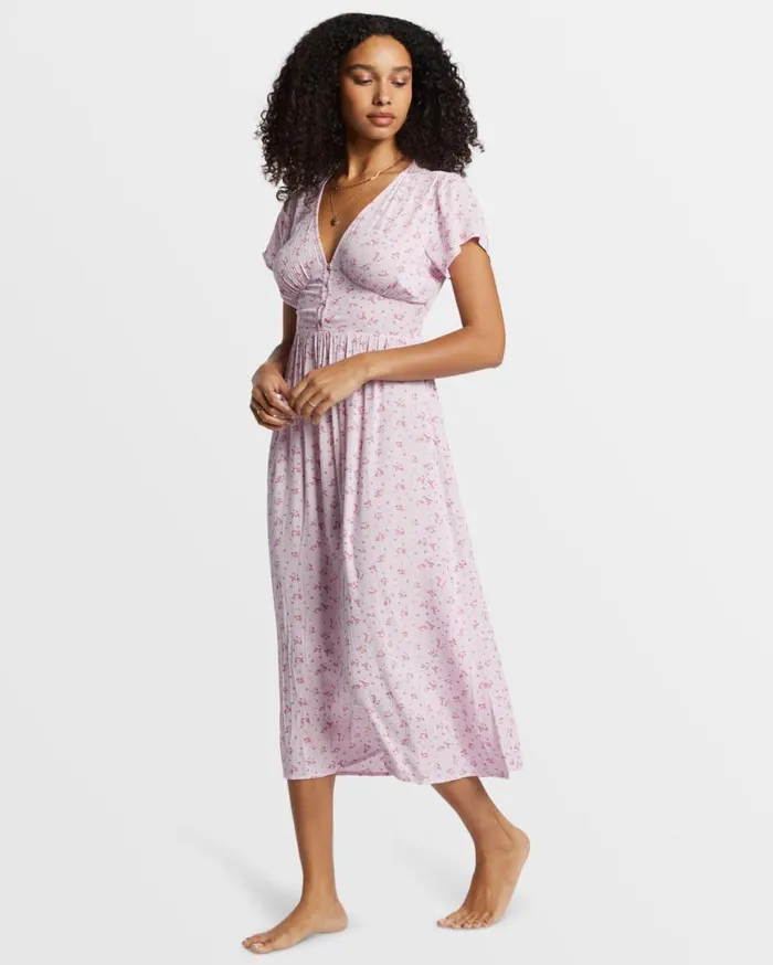 Women Billabong Dresses Morning Sky Midi Dress Iced Lavender Women Billabong Dresses Morning Sky Midi Dress Iced Lavender
