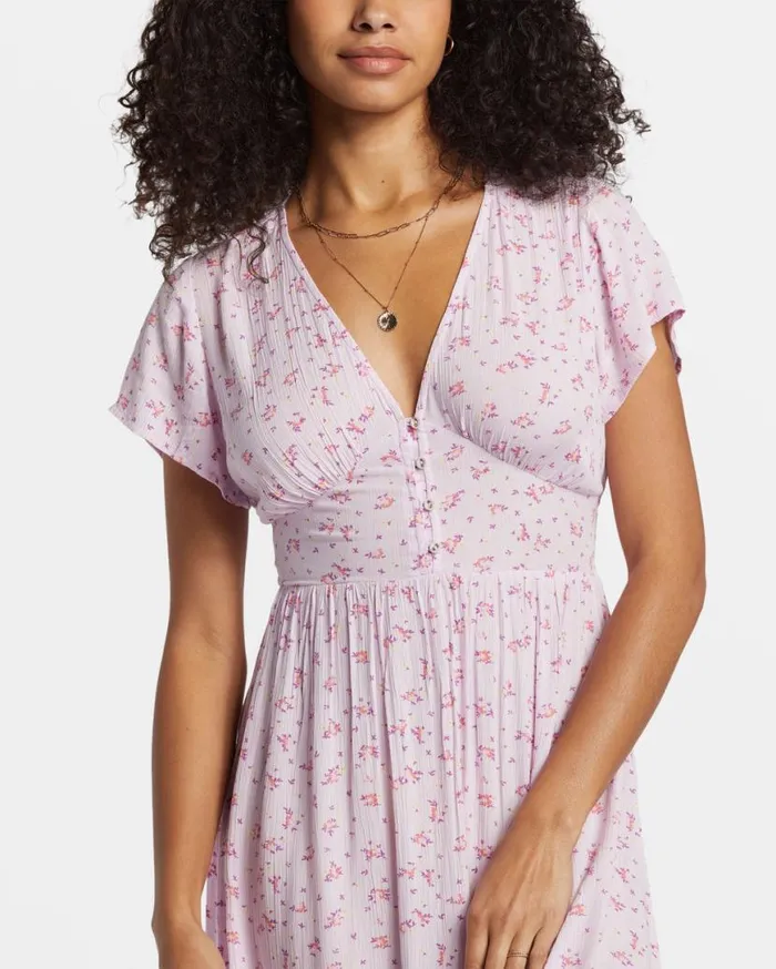 Women Billabong Dresses Morning Sky Midi Dress Iced Lavender Women Billabong Dresses Morning Sky Midi Dress Iced Lavender