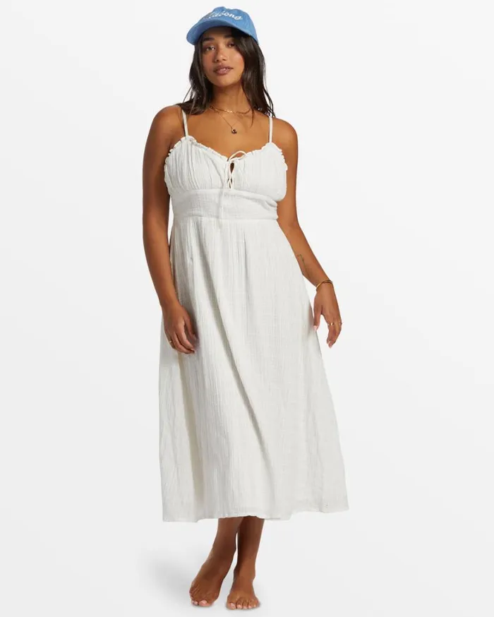 Women Billabong Dresses Pretty Perfect Sweetheart Midi Dress Salt Crystal