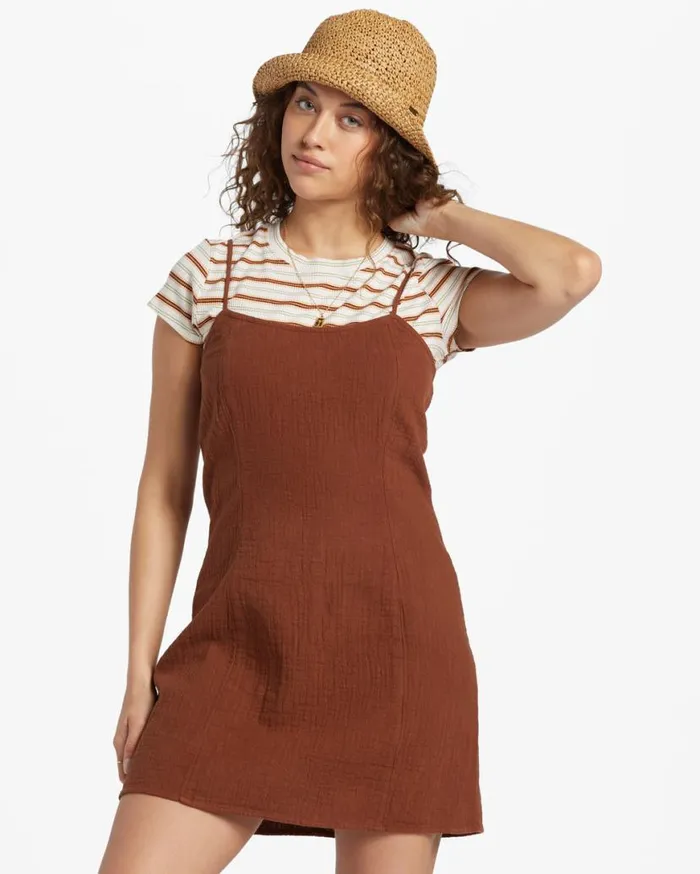 Women Billabong Dresses Stay Awhile Mini Dress Toasted Coconut
