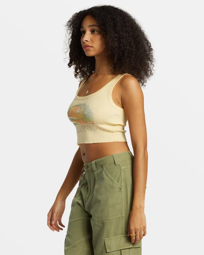 Women Billabong Graphic Tees and Tanks Escape To Nature Cropped Tank Top Retro Yellow Women Billabong Graphic Tees and Tanks Escape To Nature Cropped Tank Top Retro Yellow