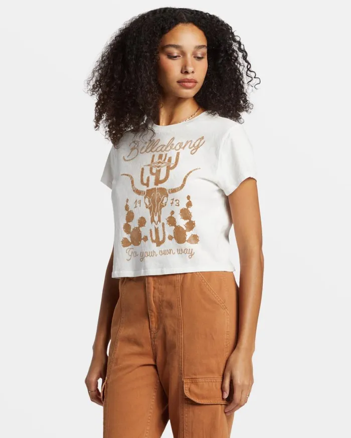 Women Billabong Graphic Tees and Tanks Go Your Own Way TShirt Salt Crystal Women Billabong Graphic Tees and Tanks Go Your Own Way TShirt Salt Crystal