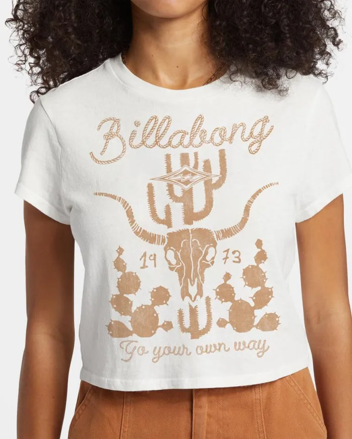 Women Billabong Graphic Tees and Tanks Go Your Own Way TShirt Salt Crystal Women Billabong Graphic Tees and Tanks Go Your Own Way TShirt Salt Crystal