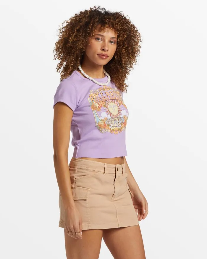 Women Billabong Graphic Tees and Tanks Rise With The Sun Shrunken TShirt Tulip Women Billabong Graphic Tees and Tanks Rise With The Sun Shrunken TShirt Tulip