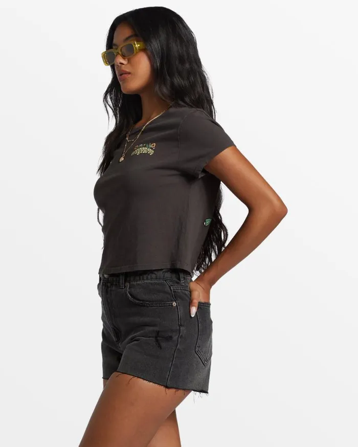 Women Billabong Graphic Tees and Tanks Season Of The Sun Cropped TShirt Off Black Women Billabong Graphic Tees and Tanks Season Of The Sun Cropped TShirt Off Black