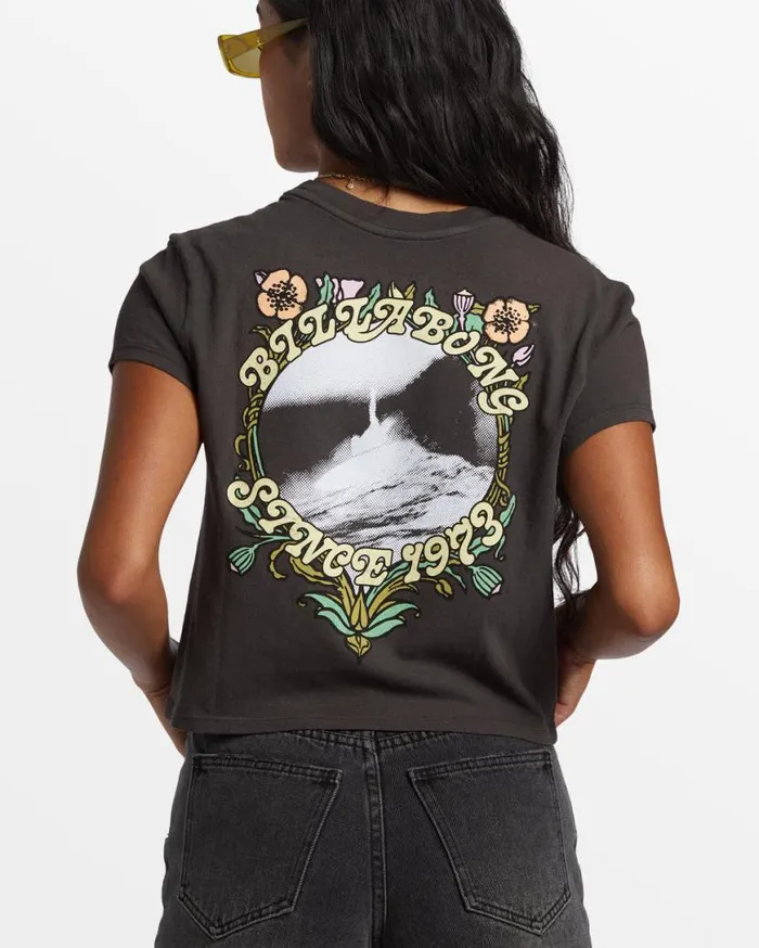 Women Billabong Graphic Tees and Tanks Season Of The Sun Cropped TShirt Off Black Women Billabong Graphic Tees and Tanks Season Of The Sun Cropped TShirt Off Black