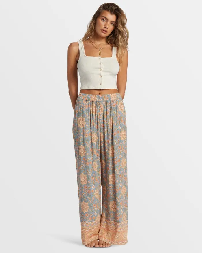 Women Billabong Jeans and Pants Follow Me 2 Elastic Waist Pants Western Sky