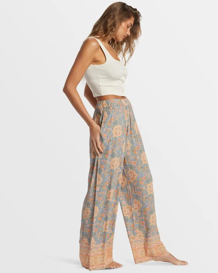 Women Billabong Jeans and Pants Follow Me 2 Elastic Waist Pants Western Sky Women Billabong Jeans and Pants Follow Me 2 Elastic Waist Pants Western Sky