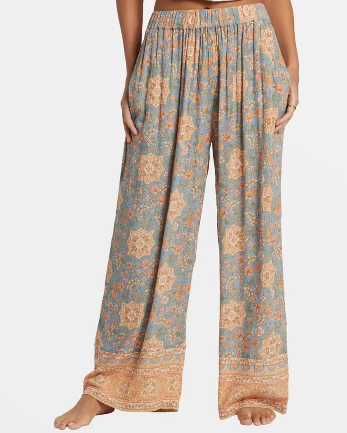 Women Billabong Jeans and Pants Follow Me 2 Elastic Waist Pants Western Sky Women Billabong Jeans and Pants Follow Me 2 Elastic Waist Pants Western Sky
