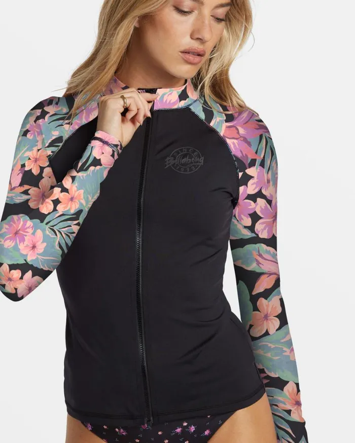 Women Billabong Rashguards and Bodysuits Core Long Sleeve ZipUp Rashguard Black Women Billabong Rashguards and Bodysuits Core Long Sleeve ZipUp Rashguard Black