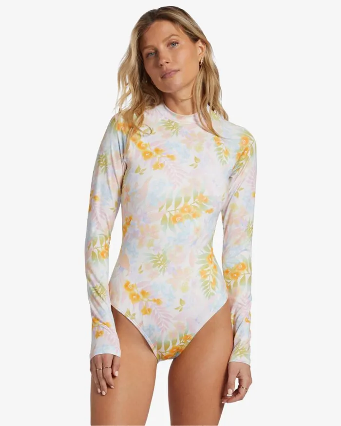 Women Billabong Rashguards and Bodysuits Peaceful Palms Surf Tee Multi