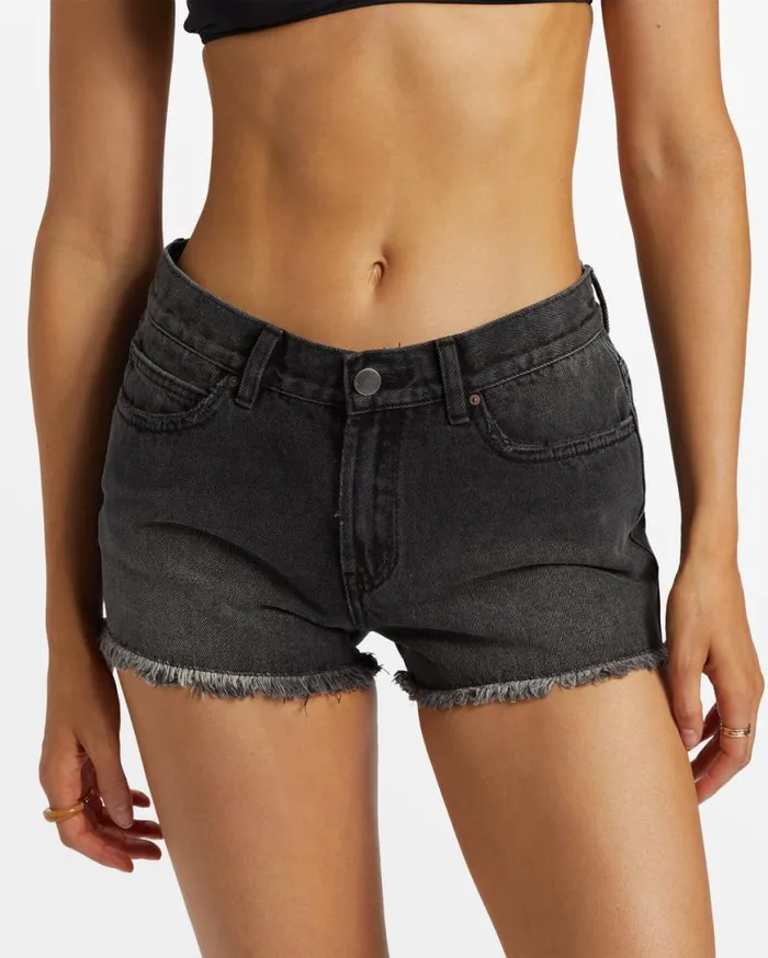 Women Billabong Shorts Drift Away Frayed Denim Shorts Black Rinse Women Billabong Shorts Drift Away Frayed Denim Shorts Black Rinse