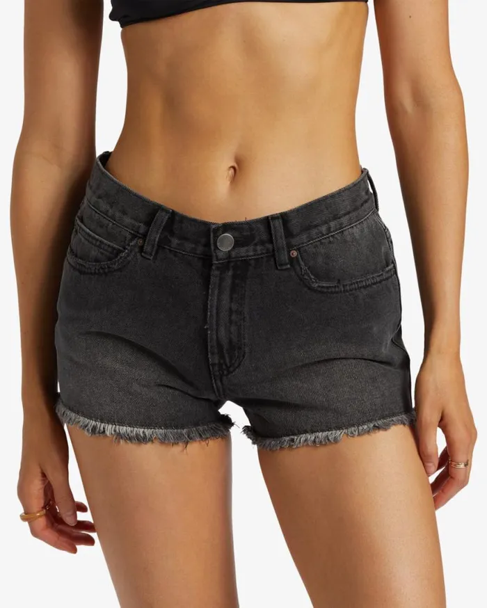 Women Billabong Shorts Drift Away Frayed Denim Shorts Black Rinse Women Billabong Shorts Drift Away Frayed Denim Shorts Black Rinse