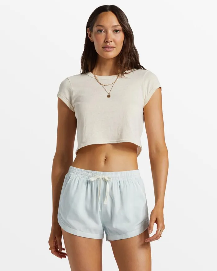 Women Billabong Shorts Road Trippin Elastic Waist Shorts Dusk Blue