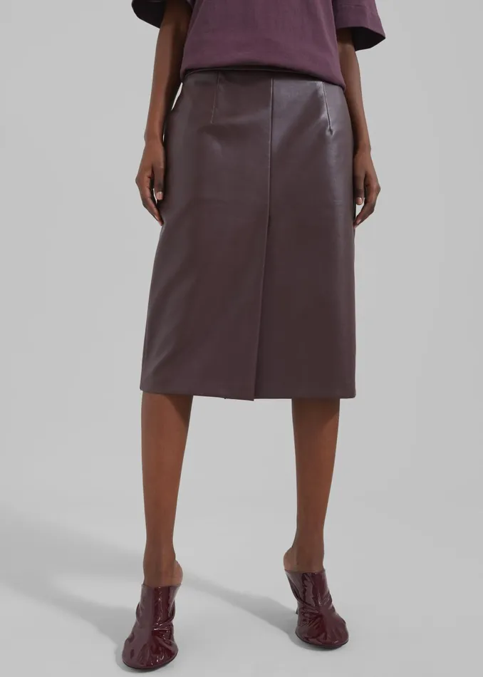 Women Bottoms The Frankie Shop Brooklyn Faux Leather Midi Skirt 8211 Burgundy