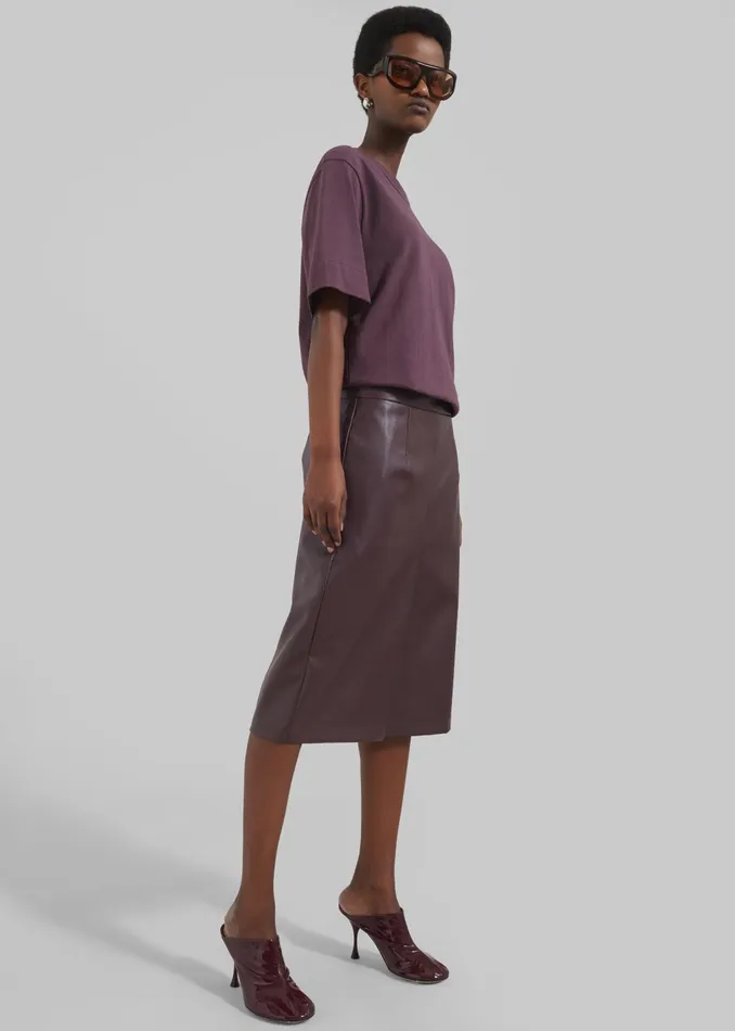 Women Bottoms The Frankie Shop Brooklyn Faux Leather Midi Skirt 8211 Burgundy