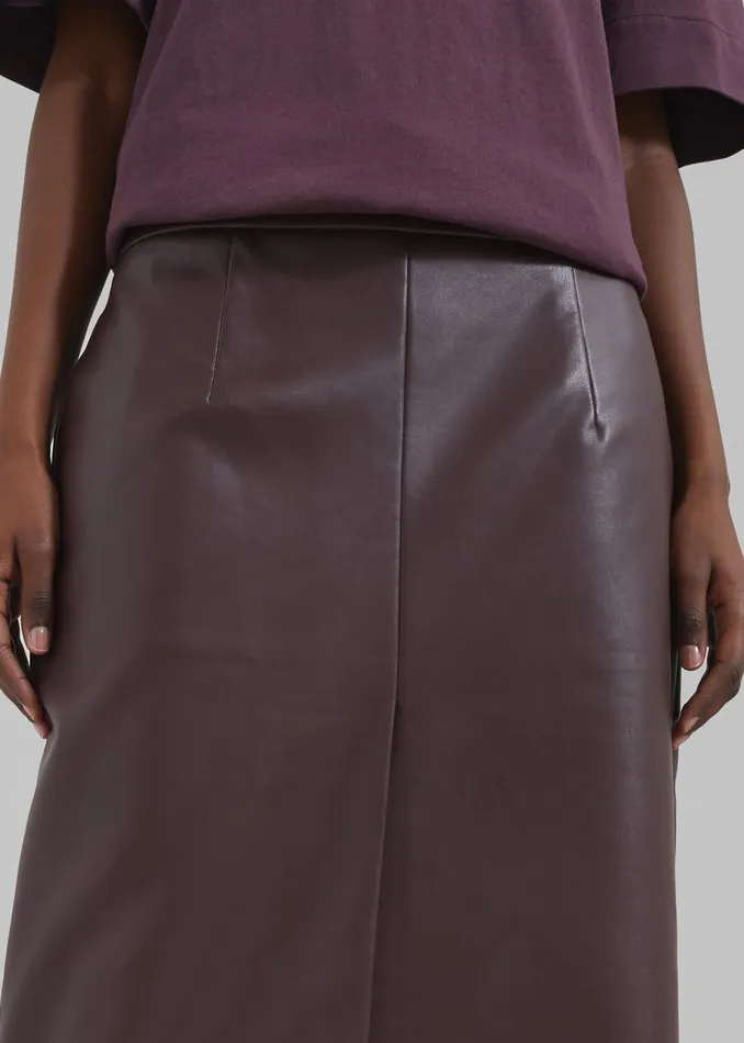 Women Bottoms The Frankie Shop Brooklyn Faux Leather Midi Skirt 8211 Burgundy