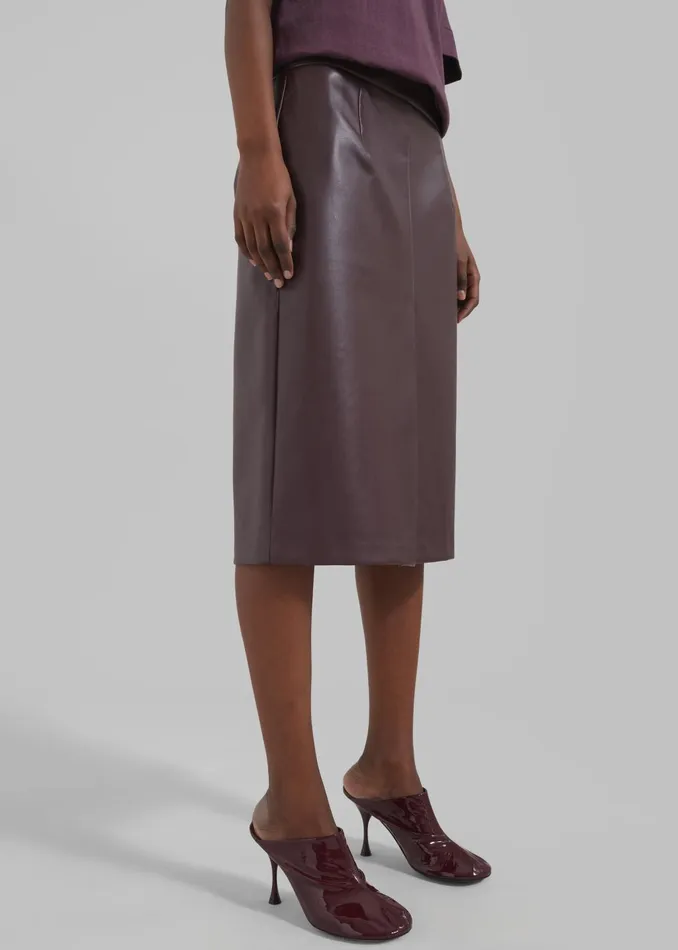 Women Bottoms The Frankie Shop Brooklyn Faux Leather Midi Skirt 8211 Burgundy