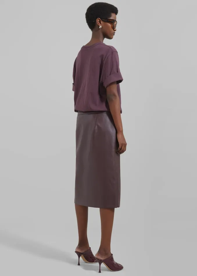 Women Bottoms The Frankie Shop Brooklyn Faux Leather Midi Skirt 8211 Burgundy