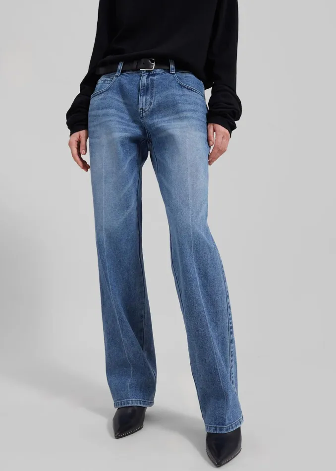 Women Bottoms The Frankie Shop Montrose Straight Leg Jeans 8211 Blue Wash